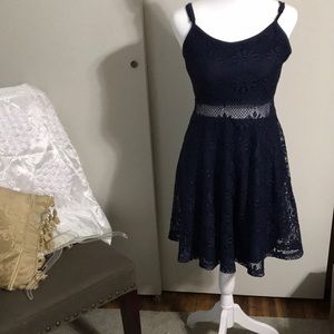 Blue lace peakaboo mid drift dress by Rue 21